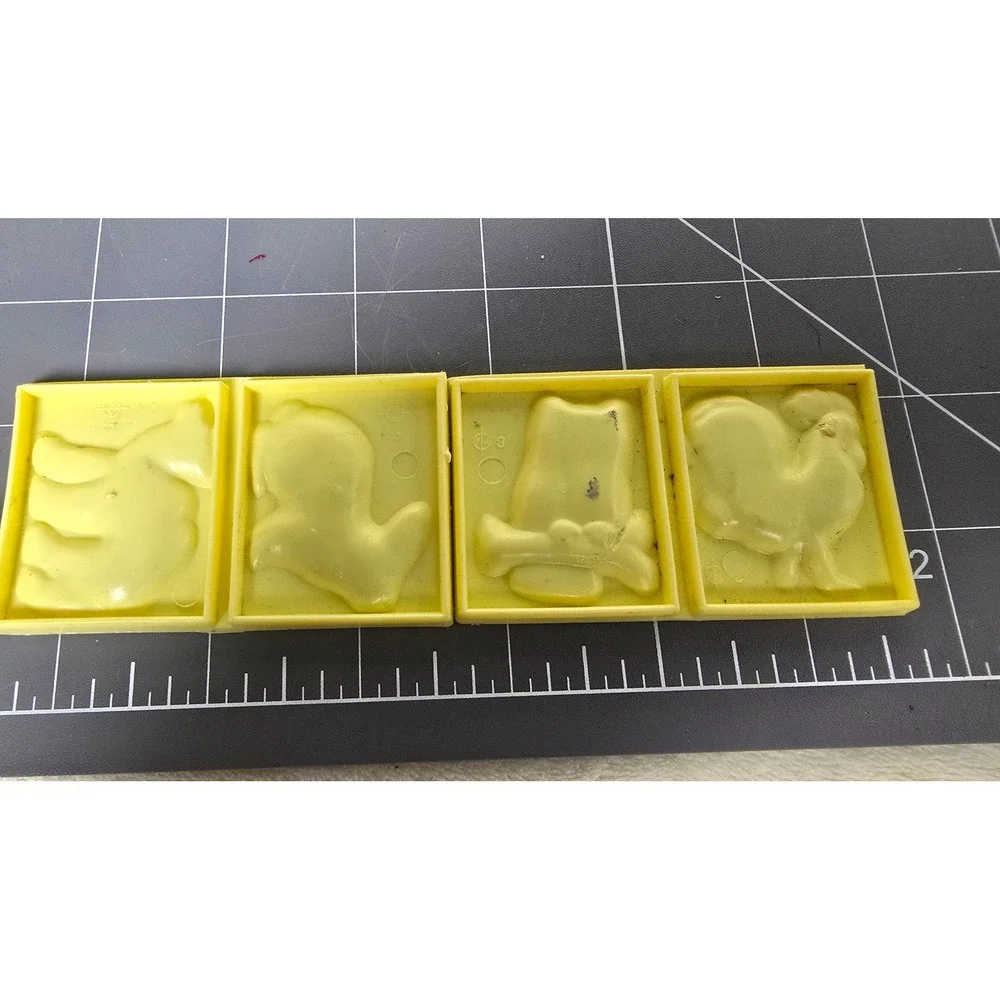 Vintage Yellow Animal Candy Molds Rooster Owl Rabbit Camel Set of 2
